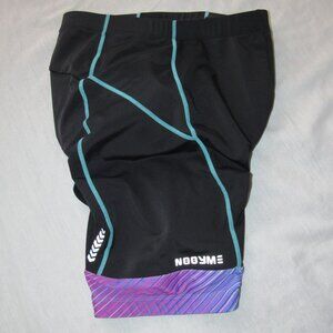 NOOYME Black Multicolor Padded Cycling Bike Shorts Women's sz XL ⭐